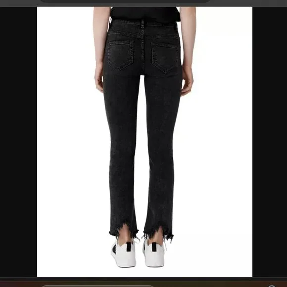 NWT MAJE PACHAFRAN HR STRAIGHT CUT JEANS WITH RAW HEM IN ANTHRACITE SZ 38FR 6US - Picture 2 of 6